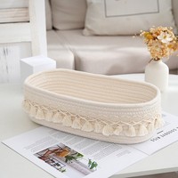 Panier de rangement pliable moderne, multicolore, ovale, en corde de coton tressée, écologique, durable et peu encombrant, pour l'organisation de la maison
