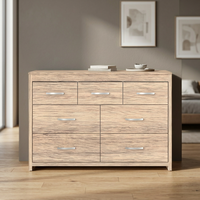 Commode à 7 tiroirs Furnizone 14_0049 en bois contemporain de haute qualité, poignées en chêne naturel, meubles de salon, démontable