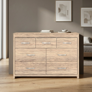 High Quality 14_0049 Contemporary Wood 7 Drawer <b>Chest</b> Living Room Dresser Particle Board Natural Oak Handles Home Furniture - Product Image 2