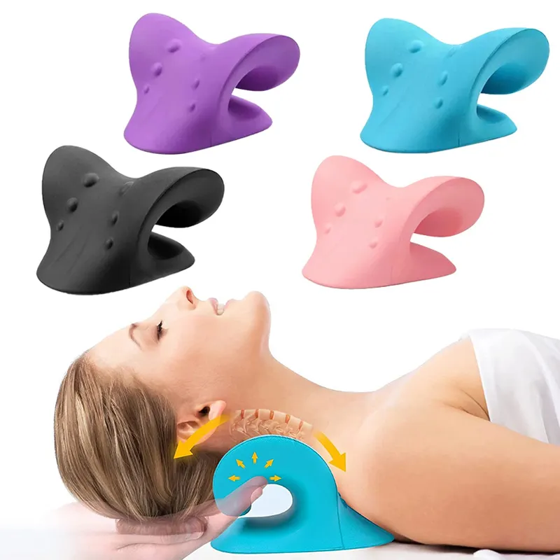 Factory Hot Sale Cervical Massage Pillow High Quality Waterproof PU Neck Support Stretcher Relax Shoulder Neck Traction Pillow