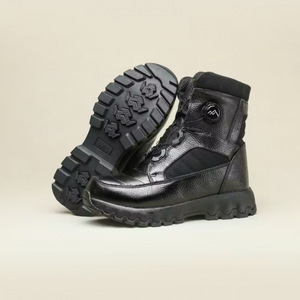 Men's Winter Leather Snow Boots Mid-Calf Waterproof Anti-Slip Warm Cotton Lined Low Heel - Product Image 1