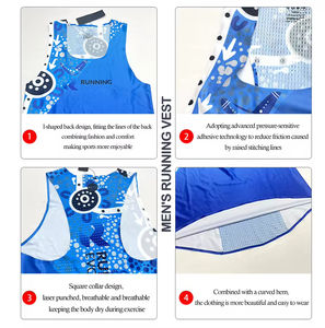 เสื้อกล้ามวิ่งวิ่งสำหรับผู้ชายผ้าโพลีเอสเตอร์ระบายอากาศได้ดีเสื้อวิ่งแบบไร้ตะเข็บแห้งเร็วงานตามสั่ง - Product Image 3