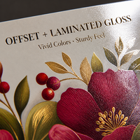 Cartes de vœux personnalisées imprimées en offset, papier couché, service d'impression laminée, fabricant OEM ODM, qualité de gros