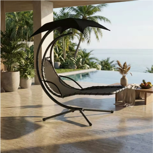 Chaise longue suspendue classique et durable à gravité zéro, moderne, avec support en acier, chaise balançoire en maille respirante pour usage extérieur - Product Image 5