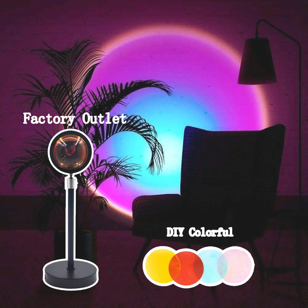 2021 Led Multicolor Rgb R Tafellamp Nachtlampje Smart Vloerlamp Zonsondergang, Zonsondergang Projectie Floor Lamp Tall