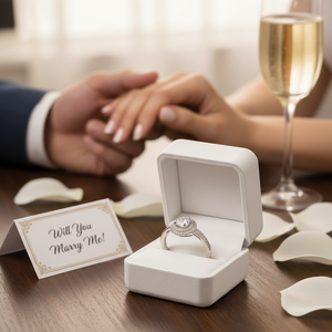 Anelli di fidanzamento placcati oro e platino con chiaro CZ pietre cuscino e taglio ovale misura 10 rodiato gioielli - Product Image 3