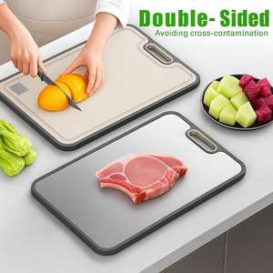 Planche à découper en titane pur de haute qualité, double face, résistante aux rayures, avec poignée en paille de blé - Product Image 2