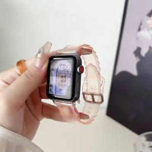 TPU <span class=keywords><strong>Transparent</strong></span> avec <span class=keywords><strong>bracelet</strong></span> en diamant pour <span class=keywords><strong>Apple</strong></span> <span class=keywords><strong>Watch</strong></span> 6 7 8 Flower Design Edge Strap 44mm 45mm 49mm Watchband - Product Image 4