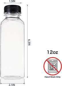 Bouteille de jus en plastique de 8oz 12oz 16oz avec bouchon 250ml 350ml 500ml Bouteilles de jus carrées avec bouchons inviolables vente en gros - Product Image 3