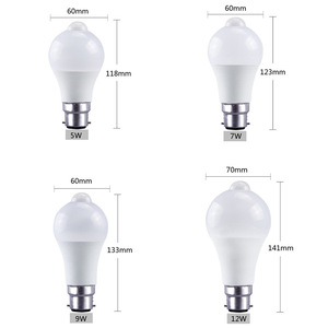 Bombilla LED con Sensor de Movimiento 5W 7W 9W 12W PIR Infrarrojo para Pasillos de Hotel E27 B22 Aluminio Recubierto de Plástico - Product Image 2