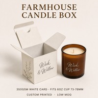 Boîte à bougies en carton blanc style ferme rustique, emballage pliable personnalisé pour bougies de soja, faible MOQ