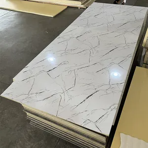 Panel dinding datar serat arang bambu Marbled hewan peliharaan dikirimkan kayu panel dinding PVC papan busa