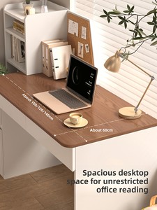 <span class=keywords><strong>Bureau</strong></span> rétractable minimaliste en bois massif avec étagère intégrée et tiroirs de rangement pour la chambre à coucher, la maison et les étudiants. - Product Image 4