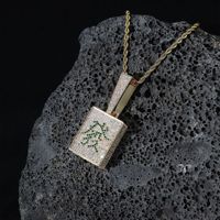 Collier YYN Tendance Hip-Hop Européen et Américain avec Pendentif Zircon Carré Motif Mahjong et Chaîne en Cuivre