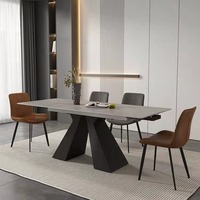 Combinaison de chaises de table à manger en Rock Board rétractable moderne et minimaliste Petit appartement Ménage Salon pliable