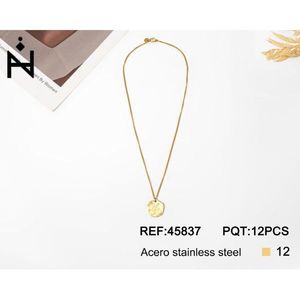 Collar con colgante InN Y, cadena de acero inoxidable chapada en oro de 1,9 cm, joyería minimalista de moda para mujer - Product Image 3