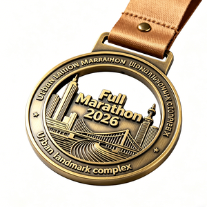 Venta Directa de Fábrica, Medalla 3D Personalizada de Metal Chapada en Oro, Impresión Offset, Cinta Roja y Blanca, Regalo Promocional con Temática Deportiva - Product Image 4