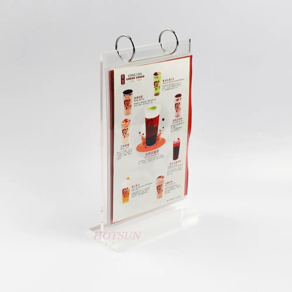Support de Menu en PVC de haute qualité, manches rabattable, personnalisé pour Restaurant, en acrylique A5, 3 pièces