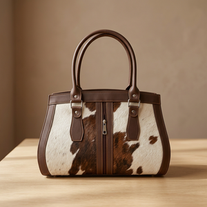 Pochette en cuir véritable pour filles, style vintage, à rayures, avec fermeture éclair, légère, imperméable, 3L+, deux bretelles, grande capacité - Product Image 3