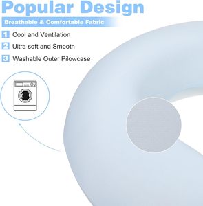 360 °   Oreiller en mousse à mémoire de forme en U, ergonomique pour le cou, portable, idéal pour les longues sessions assises ou les voyages, prévient l'inclinaison de la tête vers l'avant - Product Image 6