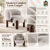 Chaise de salle à manger rembourrée en velours, assise épaisse en forme de tambour, dossier en U, accoudoirs, pieds en bois massif, chaise de salle à manger moderne