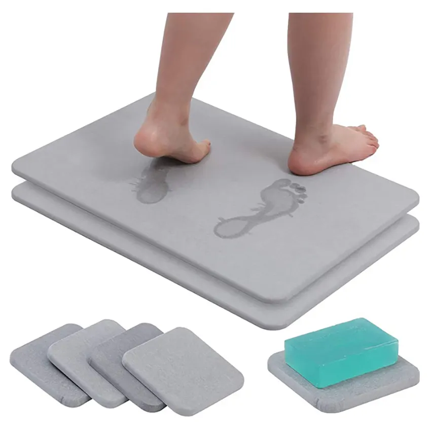 Diatomeeënaarde Douche Mat, Antislip Steen Badmat, super Absorberende Badmat Sneldrogend Hard Badkamer Floor Douche Matten