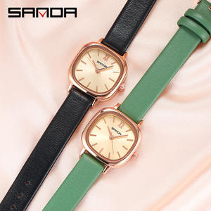 Reloj de Cuarzo SANDA 1098 para Mujer, Diseño Cuadrado, Aleación, Estilo Ejecutivo, Color Oro Rosa, Esfera de Cristal, Correa de Cuero Informal - Product Image 6