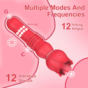 Vibrador Femenino 3 en 1 con Estimulación del Punto G, <span class=keywords><strong>Dildo</strong></span> Telescópico, Estimulación del Clítoris, Penetración <span class=keywords><strong>Vaginal</strong></span> y Anal, con Bola Giratoria - Product Image 4