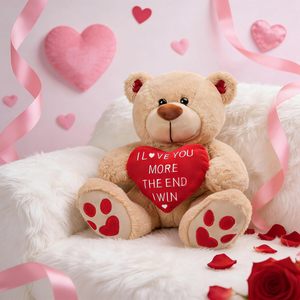 Regalo di San Valentino per Bambini 0-24 Mesi, Orsacchiotto di Peluche Corto da 25 cm - Simpatico Animale di Peluche Divertente per Lui e Lei - Product Image 5