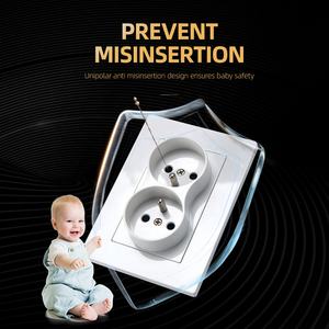 مقبس مزدوج بلون أبيض رمادي أسود مأخذ مزدوج أنيق من الاتحاد الأوروبي 16A V مقبس مزدوج الجدار مدمج في محطة واحدة - Product Image 4