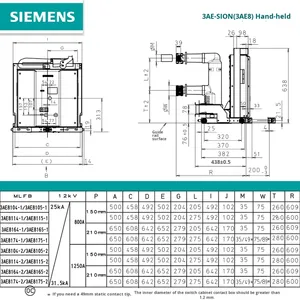 Interruptor de Circuito de Vacío Trifásico de Alta Tensión 3AE8, Capacidad de Ruptura de 25ka, 50/60Hz, 630A/1250A/2000A/2500A/3150A, Original 3AE8174-1 S - Product Image 3