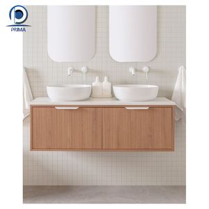 <span class=keywords><strong>Meuble</strong></span>-lavabo mural Prima Modern Villa en <span class=keywords><strong>bois</strong></span> massif avec armoires miroir <span class=keywords><strong>et</strong></span> comptoirs en quartz artificiel - Product Image 4