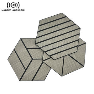 Panel de tela decorativa acústica principal, solución acústica hexagonal de poliéster con acabado de madera autoadhesivo para el Medio Ambiente - Product Image 1