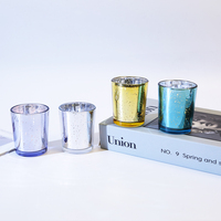 Offre Spéciale – Pots en Verre Colorés Écologiques Électroplaqués Argent à l'Intérieur, Vides, pour Bougies et Bougies Parfumées avec Couvercle Plat