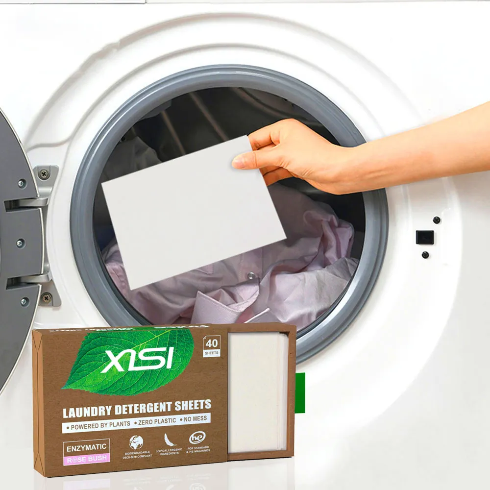OEM de fábrica tipo detergente limpiador de etiqueta privada y función ecológica hojas de lavado personalizadas detergente sábanas de lavandería