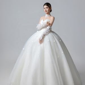 New Elegant Heavenly Luxury Bridal <strong>Dress</strong> Sweet <strong>Wedding</strong> <strong>Dress</strong> Floor-Length A-Line Floral Print Lace Up Back Off-Shoulder Sleeves - Product Image 2