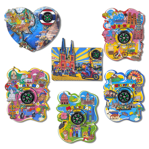 Magnete per Frigorifero a Forma di Cuore con Bussola e Monumento del Grande Palazzo, Souvenir di Viaggio 3D della Thailandia, Produzione OEM - Product Image 5