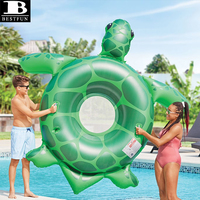 Bouée gonflable géante en forme de tortue avec fond en maille, en PVC épaissi, avec poignées, pour adultes et enfants, idéale pour les fêtes aquatiques