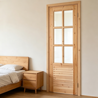 Porte intérieure en bois de cèdre massif avec persiennes en verre, porte de chambre en bois naturel pour la décoration de la maison