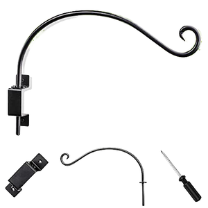 16" Black Metal Heavy-Duty Uncoated Customized Shape Plant Hanger <strong>Bracket</strong> Durable Outdoor Stable Bird Feeder <strong>Basket</strong> <strong>Hanging</strong> - Product Image 6