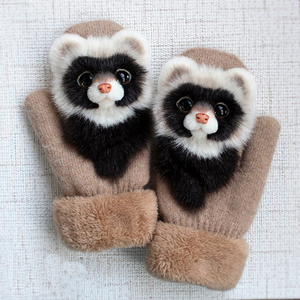 Gants épais en tricot avec des dessins 3D pour fille, accessoire d'hiver, magasin d'usine, cadeaux de noël, vente en gros - Product Image 4