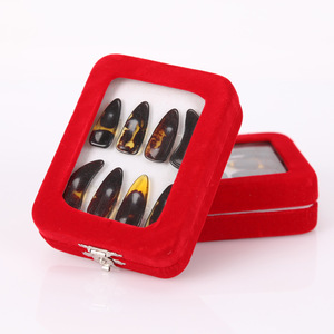 Faux ongles professionnels en résine à coller avec colle, 8 pièces, longueur moyenne, motif uni, pour la pratique du guzheng - Product Image 3