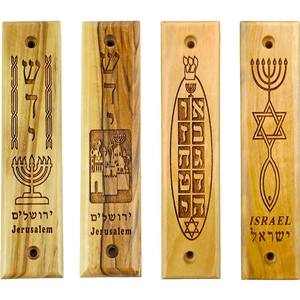 Mezuzá de madera de olivo con rollo de <span class=keywords><strong>Diez</strong></span> Mandamientos decoración religiosa para el hogar para puerta y pared arte de pared de Casa mesiánica judía - Product Image 4