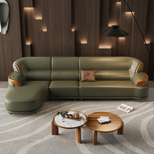 Nuovo Divano Angolare in Pelle Stile Cinese, Legno Massello, per <span class=keywords><strong>Soggiorno</strong></span>, Appartamento Piccolo, Divano Moderno a L, Combinazione di <span class=keywords><strong>Mobili</strong></span> - Product Image 5