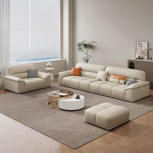 Sofá de Cuero Genuino Mibo Furniture, Piel de Vacuno de Primera Calidad, Tres Plazas, Estilo Moderno y Lujoso para Sala de Estar - Product Image 1