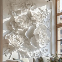 Décoration murale en fibre de verre faite à la main, simple et magnifique, avec une texture tridimensionnelle en relief de fleurs et de plantes