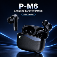 Audífonos Intrauditivos para Juegos P-M6 2.4G con Latencia Cero, Cancelación de Ruido ANC -45dB, V5.4, Micrófono Dual ENC, LED, Batería de Larga Duración