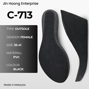 Jin Hoong Women's Durable Anti-Slip PVC C-713 <b>Wedges</b> 73mm Thick <b>Black</b> Outsole Water-Resistant Features - Product Image 1