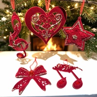 Nouveaux pendentifs flocons de neige de Noël transfrontaliers, créatifs, en plastique acrylique floqué rouge, décorations festives pour une ambiance chaleureuse