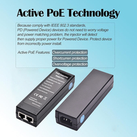 Injecteur PoE + Gigabit de puissance de PSE30WG-B30 watts, 1G/2.5G Mbps un port 100 ~ 240VAC PoE ++ injecteur adaptateur Ethernet Plug & Play